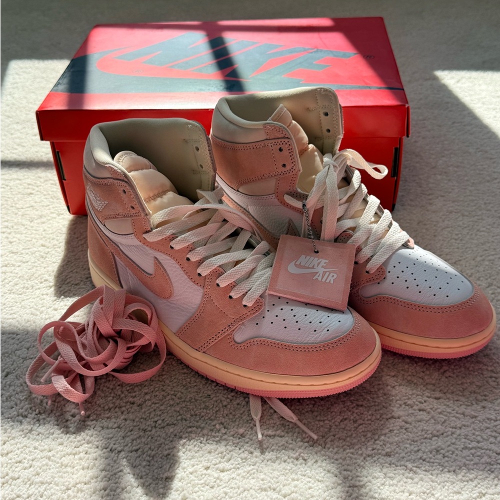 Nike Women's Lace-Up High Top Sneakers in Pink and White